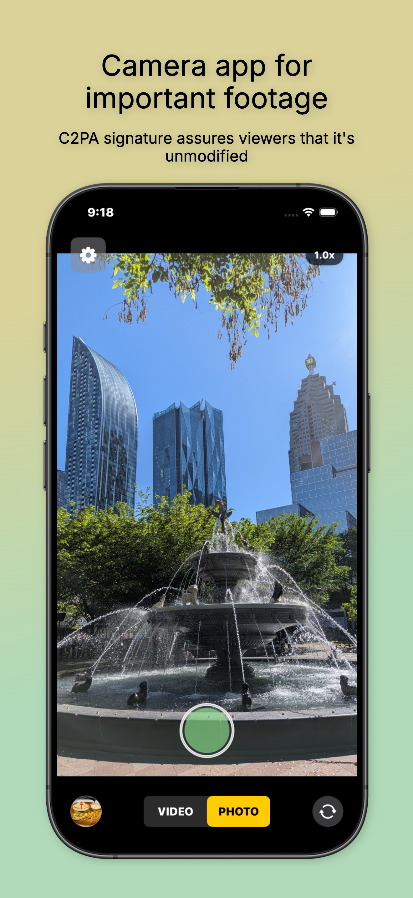 Camera: verifiable, direct-from-camera, unmodified