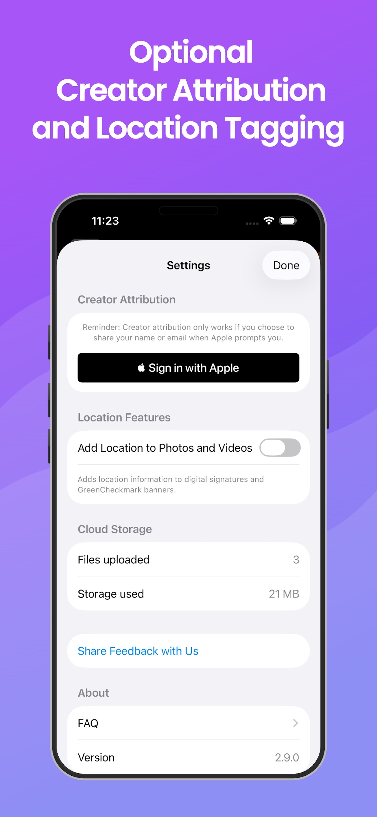 Camera: verifiable, direct-from-camera, unmodified